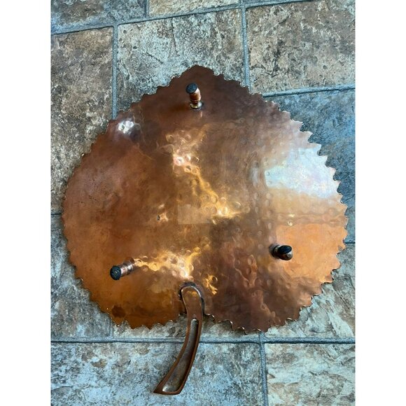 Vtg 1970's Solid Copper Hackberry Leaf Decorative Serving Dish Hand Hammered - Picture 10 of 10